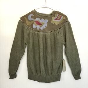 NEW Vintage Ann Wi Suede detailed Pullover Sweater Womens Sz M